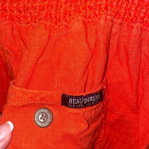 Beau/Dawson orange linen blend pants size XLarge - Picture 3 of 5